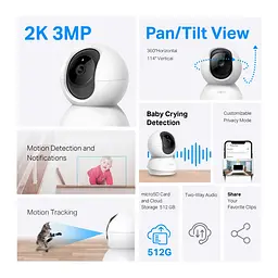 IP-Камера Tapo C210P2 3MP N300 microSD motion detection TP-Link teh0015988 - мініатюра 4