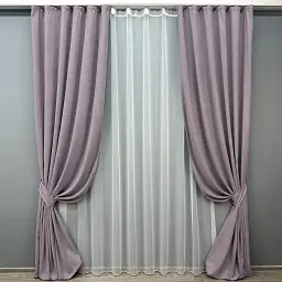Комплект штор с тюлем VR-Textil Микровелюр Petek, лавандовый с белым, 2 шторы 100×270 см + тюль 300×270 см, арт. 71-054/1