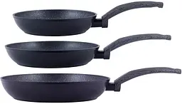 Набір сковорід Gregers Black, з антипригарним покриттям ILAG Kamille Ø20х4 см, Ø24х4,5 см, Ø28х5 см kuh0007352 - мініатюра 1
