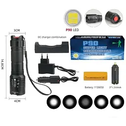 Ліхтар ручний Police WD-245 світлодіодний акумуляторний з зумом P-90 26650 - мініатюра 2