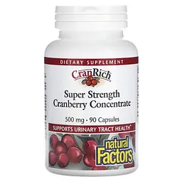 Екстракт журавлини Natural Factors CranRich Cranberry Concentrate Super Strength, 90 капсул для здоров'я сечовивідних шляхів
