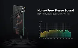 Спліттер UGREEN перехідник-розгалужувач 3.5mm AM to 3.5mm 2 AF з нейлоновою оплеткою 20СМ Metal Black (AV192) - мініатюра 10