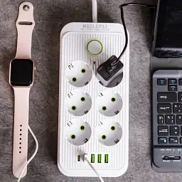 Мережевий фільтр-подовжувач SMART 6 розеток 5 USB 5 метрів, білий
 - мініатюра 2
