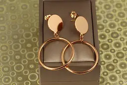 Сережки гвоздики Xuping Jewelry монетка з тунелем 5,2 см золотисті