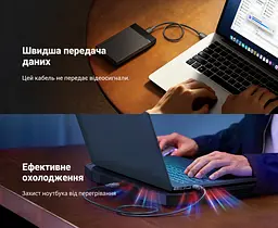 Кабель UGREEN US128 USB 3.0 Type-A - Type-A 2 м чорний (10371) - мініатюра 3