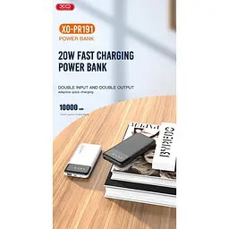 Портативна батарея - зовнішній акумулятор XO PR191 10000mAh 20W fast charging чорна - мініатюра 2