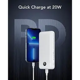 Портативний зарядний пристрій Veger L30 30000mAh з дисплеєм вихід PD20W вхід PD18W/QC18W білий - мініатюра 4
