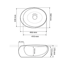 Умивальник VBI Valiano marble black matt накладний VBI-016101, Чорний матовий - мініатюра 2