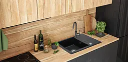 Кухонна мийка гранітна Rea North black metalic ZLE-00126, Чорний - мініатюра 2