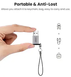 Адаптер Ugreen US276 USB3.0 to Type-C з карабіном Space Grey Сірий - мініатюра 4