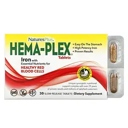 Железо Hema-Plex 30 Slow-Release Tablets NaturesPlus vit0005967