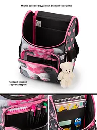Ортопедичний шкільний рюкзак (ранець) School Standard 3 в 1 для дівчинки 570 гр 14,5 літрів Сірий з рожевим - мініатюра 4