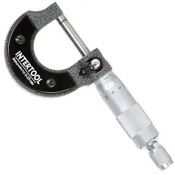 Мікрометр ручний INTERTOOL MT-3041 0–25 мм з кейсом і ключем, з фіксатором і тріскачкою