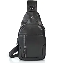 Чоловічий слінг Tiding Bag FL-N2-4004A із гладкої шкіри чорного кольору. - мініатюра 6
