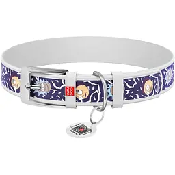 Нашийник для собак Waudog Design Рік та Морті 2, шкіряний, з QR паспортом, XS, 21-29х1, 2 см, білий