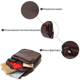 Вертикальна чоловіча сумка з натуральної шкіри Vintage 21952 коричнева - мініатюра 5