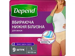 Спідня білизна Поглинальна DEPEND р.L 9шт трусики-підгузки (жіночі)