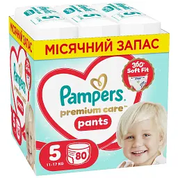 Підгузки Pampers Premium Care Pants Розмір 5 (11-17 кг) 80 шт (8006530320153)
