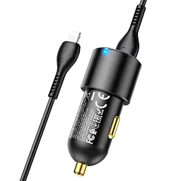 АЗП Hoco NZ6 PD45W (2Type-C/1USB) + Type-C to Lightning Black - мініатюра 2