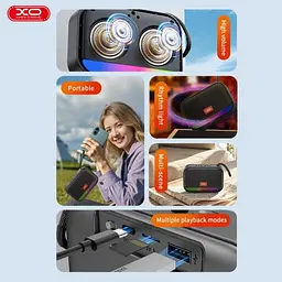 Акустична система XO F66 Illuminated Small Portable Speaker Чорна - мініатюра 5