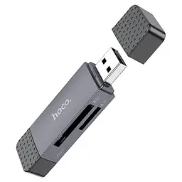Кардрідер Hoco HB45 Spirit 2-in-1 USB/Type-C 2. 0 card reader сірий - мініатюра 3