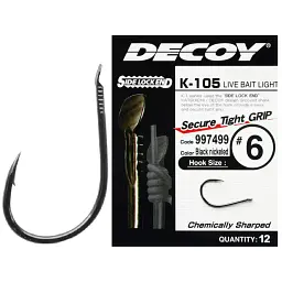 Крючок Decoy K-105 Live Bait Light 9 (12 шт/уп)