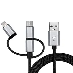 Дата кабель USB 2.0 AM to 3in1 1.0m Premium black REAL-EL (EL123500035) - мініатюра 2