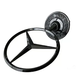 Емблема приціл на капот Mercedes-Benz-Benz Чорний матовий+напис W124 (РЕСТАЙЛ) W210 W202 W203 W204 W221 W211 W212 W222 метал (Завод) OEM a2108800186 - мініатюра 3