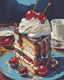 Алмазная мозаика/вышивка Натюрморт. Пирожное с вишней 40*50 см Оригами OD 3439