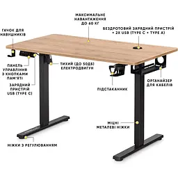 Стіл Mealux PowerDesk Energy Mahogany з електрорегулюванням висоти (EVO-201 Energy Mahogany/B) - мініатюра 4