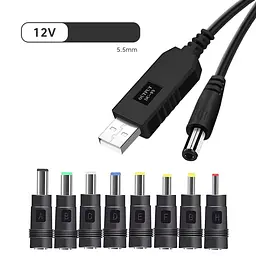 Кабель USB-DC на 12V для живлення роутера від павербанка + 8 адаптерів під різні роз'єми живлення - мініатюра 2