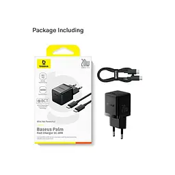 Зарядний пристрій Baseus Palm Fast Charger 1C 20W + Cable 1.0m Type-C 60W black (P10111602113-01) - мініатюра 7