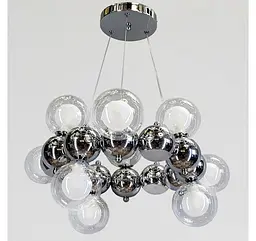 Хромована підвісна люстра Artlight 1117/12 з 12 скляними кулями і LED-кільцем, що світиться. - мініатюра 2