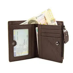 М'яке шкіряне портмоне на кнопці Tiding Bag M39-FA852C коричневе - мініатюра 2