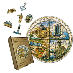 Дерев'яний фігурний пазл puzzlean Композиція Одеси, А3, Дерев'яна коробка 200 елементів