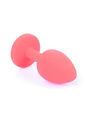 Анальна пробка із кристалом B-Series Silikon Plug Jewellery Red Small, 7х2.7 см, червоний з синім - мініатюра 3