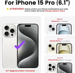 Чохол ORNARTO, сумісний з iPhone 15 Pro 6,1 дюйма, 3-шаровий рідкий силікон з повним покриттям - мініатюра 2