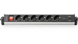 Мережевий фільтр-подовжувач DIGITUS DA70624 Office, 6xSchuko 16A, 3xUSB 2A, 3680 Вт, 1.5 м - мініатюра 2