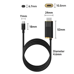Кабель-перехідник HAGiBiS USB-C на HDXiaomi 2.1 8K@60Hz/Type-C 100W PD/2m SWC10 Black - мініатюра 3