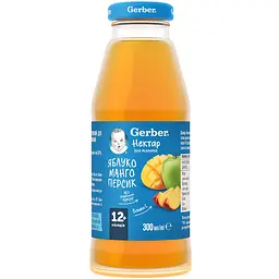 Нектар Gerber яблучно-мангово-персиковий для дітей із 12 місяців 1.5 л (5 шт. x 300 мл) - мініатюра 2