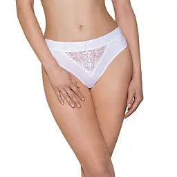 Трусики з широкою гумкою і мереживом Passion PS001 PANTIES M, white - мініатюра 1