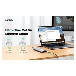 Патч-корд 0.5м, U/UTP CAT 6A Copper Ethernet Cable тонкий(діаметр 2.8мм) NW122 Black Ugreen (70331) - мініатюра 8