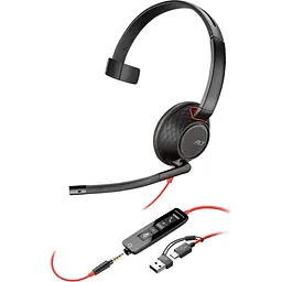 Комп'ютерна гарнітура Poly Blackwire 5210 USB-A/USB-C 3.5 мм Black (8X230AA) [113891] - мініатюра 1