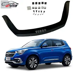 Дефлектор капоту мухобійка для Chery Tiggo 4 2019- Євро Кріплення (Vip Tuning) CR29