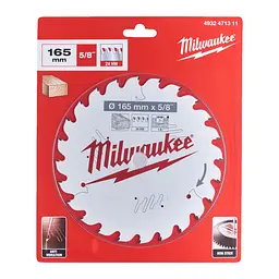 Диск пиляльний по дереву PFTE THIN KERF MILWAUKEE, діаметр 165х5/8"х1,6мм, 24 зуб. - мініатюра 2