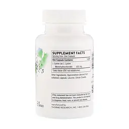 Амінокислота Thorne Research L-Лізин, L-Lysine, 60 капсул (THR-51602) - мініатюра 2
