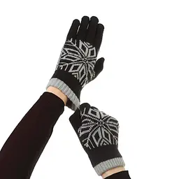 Рукавички ArmorStandart Touch Gloves Snowflake с орнаментом Black (ARM59993) - мініатюра 4
