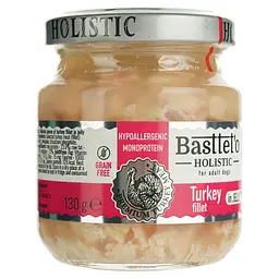 Вологий корм для собак Basttet'o Holistic шматочки філе індички в желе 130 г - мініатюра 2