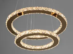 Люстра стельова LED Diasha 7206-6W/480+340G "Кришталеві кільця", 55W, 3025 лм, золото, для коридору, кухні, спальні - мініатюра 2