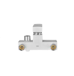 Змішувач для ванни Plamix Kubus-009 EURO SET White (з шлангом, лійкою та кронштейном) (PM0673) - мініатюра 4